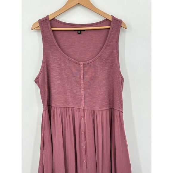 Frye Women's Sleeveless Tank Easy Button Front Midi Dress XXL NWOT Dusty Pink - Picture 4 of 8
